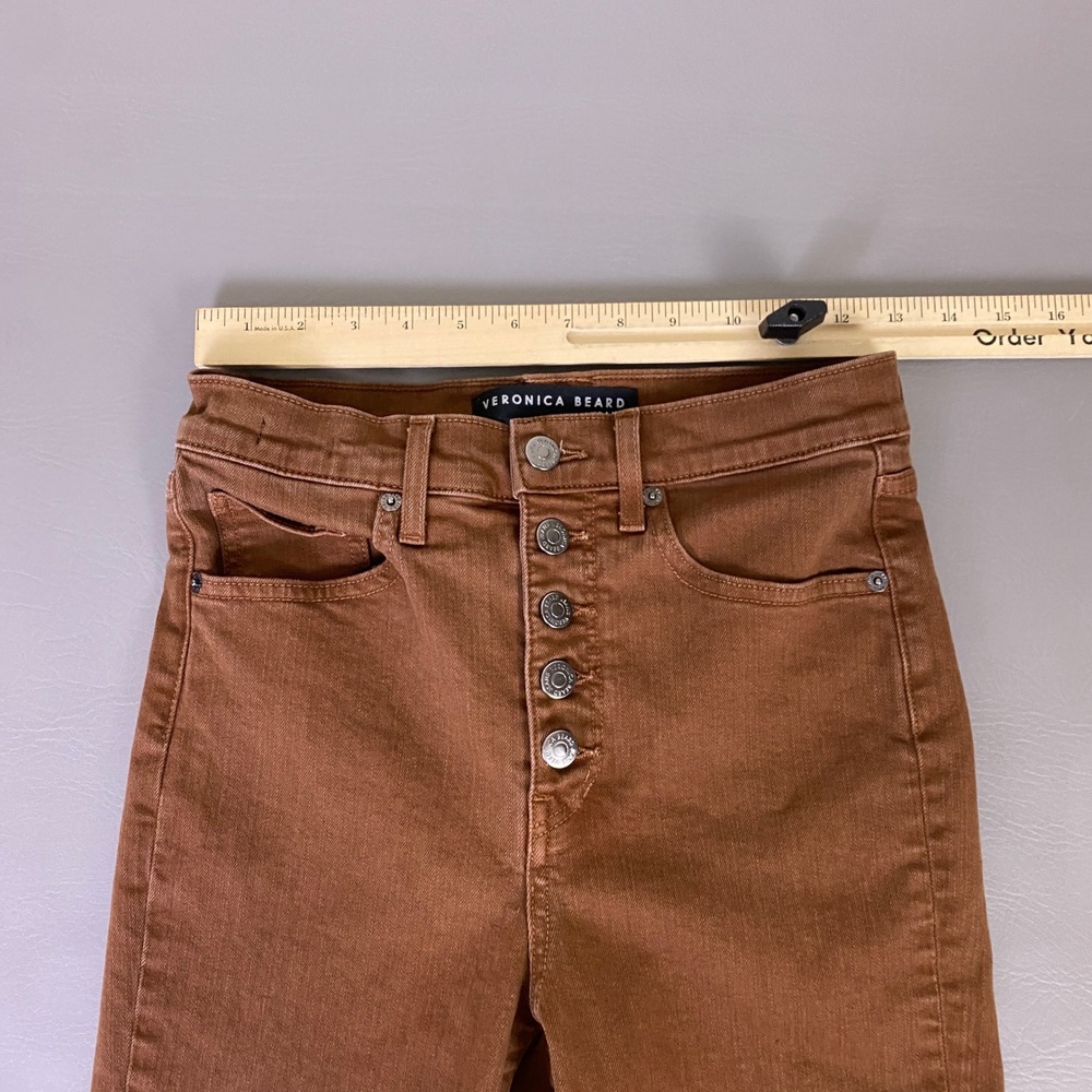 Veronica Beard Maera Skinny High Rise Jeans Size 27/4 Brown Stone Button Fly * - Picture 6 of 15